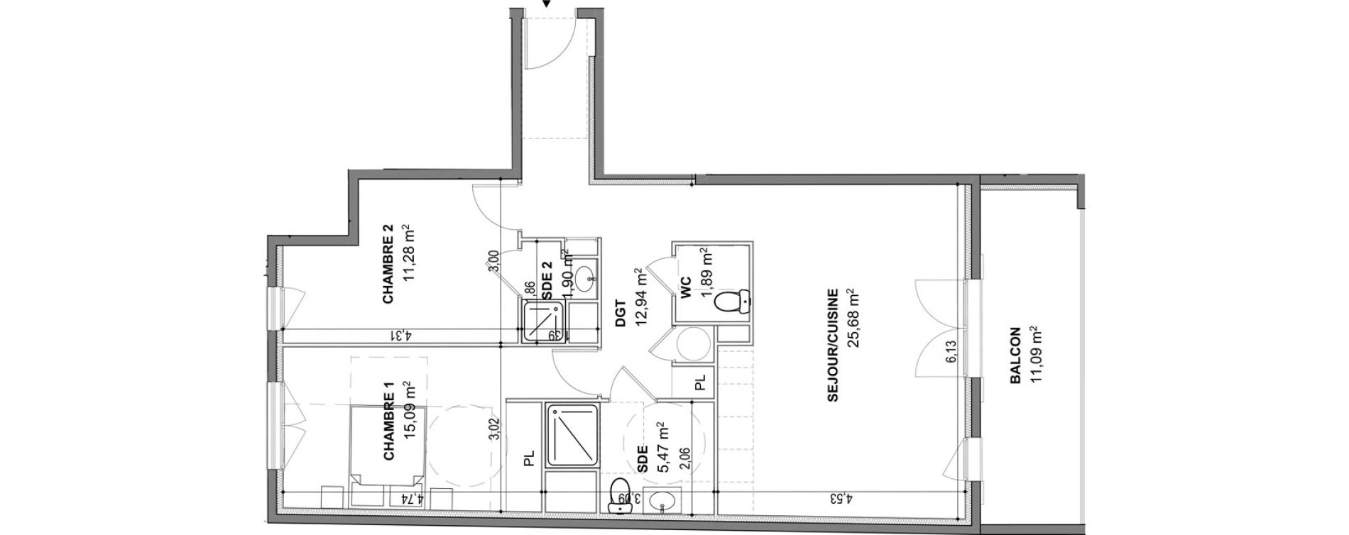 Appartement T3 de 74,25 m2 &agrave; Cogolin Centre