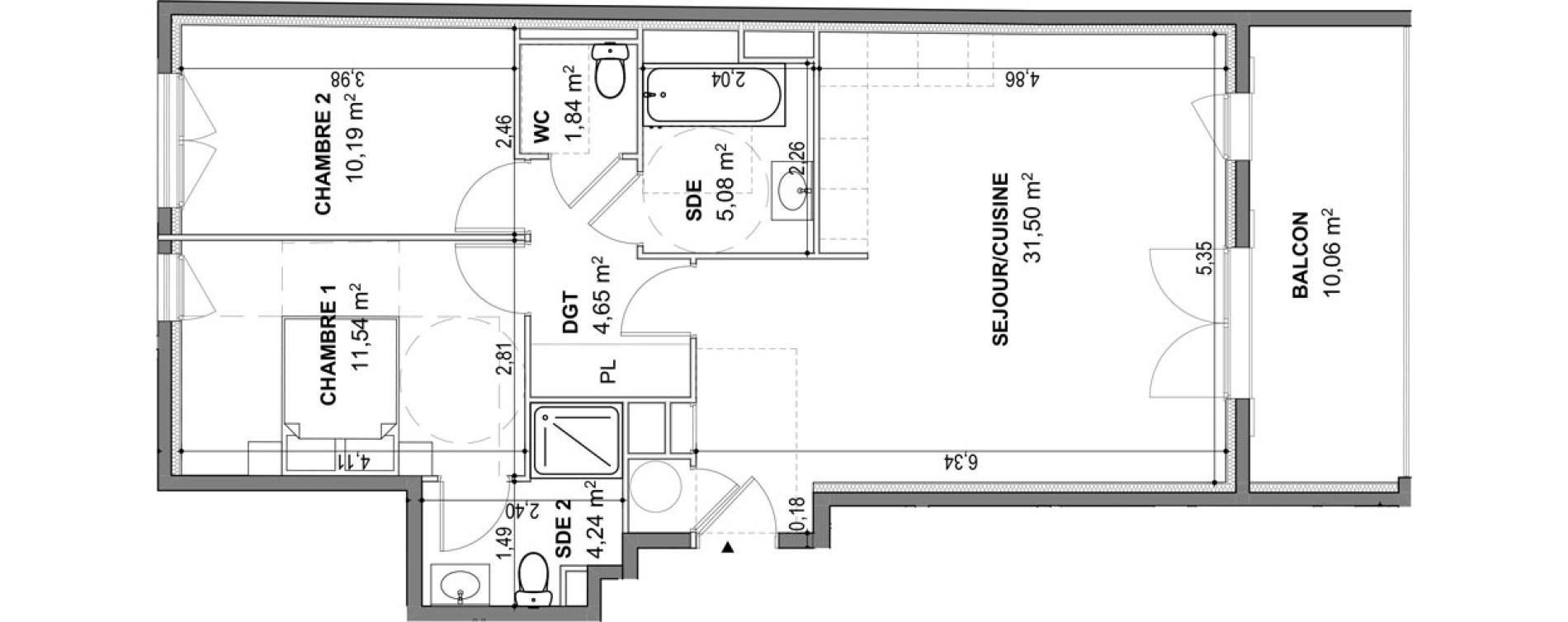 Appartement T3 de 69,04 m2 &agrave; Cogolin Centre