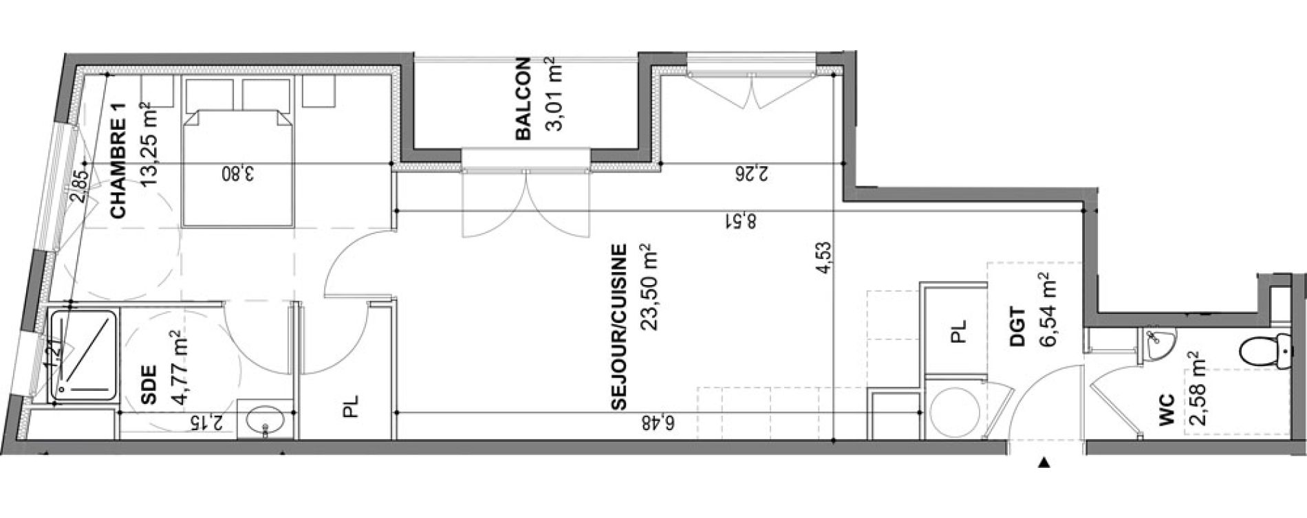 Appartement T2 de 50,64 m2 &agrave; Cogolin Centre