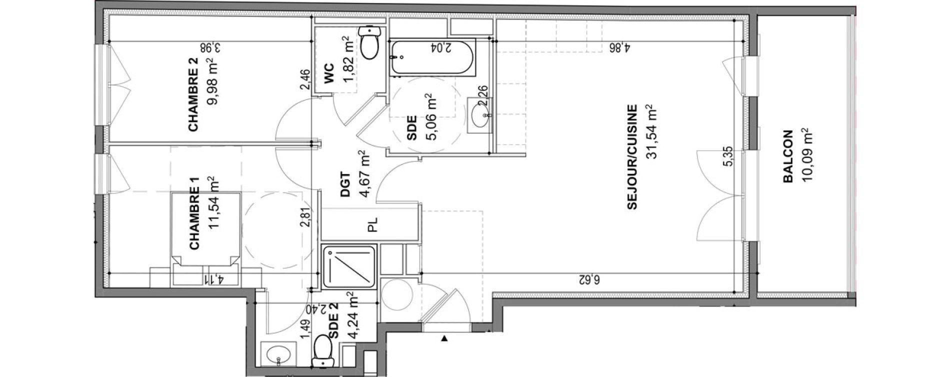 Appartement T3 de 68,85 m2 &agrave; Cogolin Centre