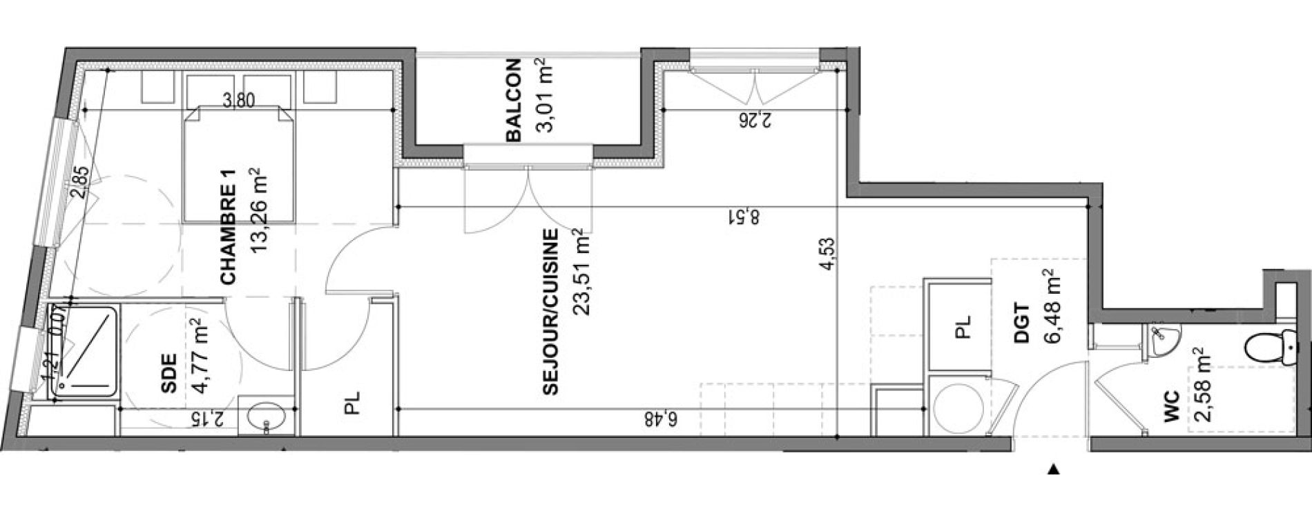 Appartement T2 de 50,60 m2 &agrave; Cogolin Centre