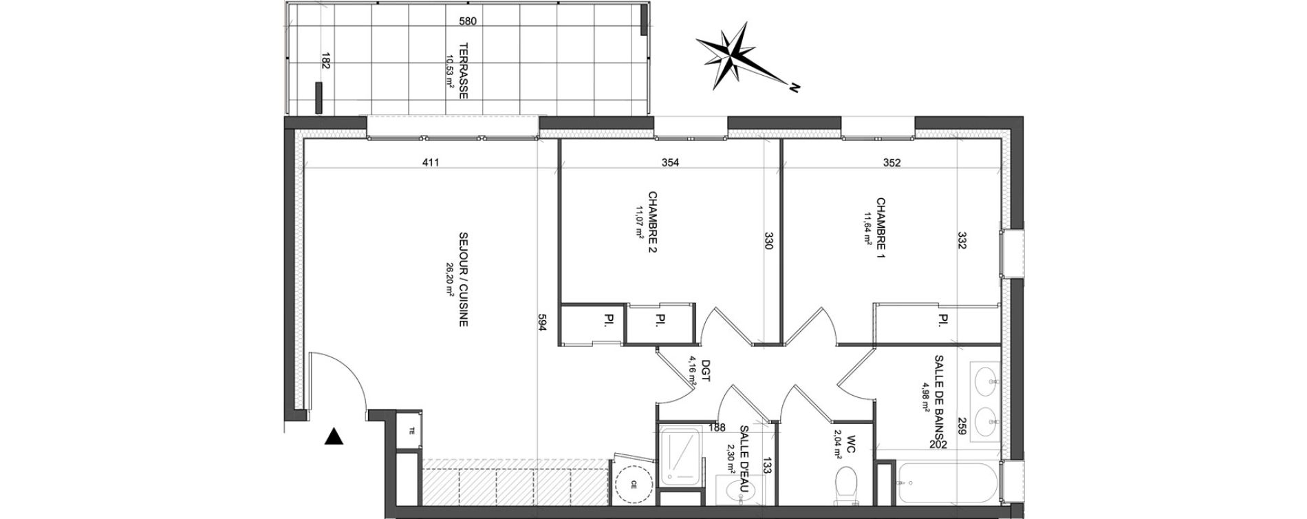 Appartement T3 de 62,39 m2 &agrave; Cogolin Centre