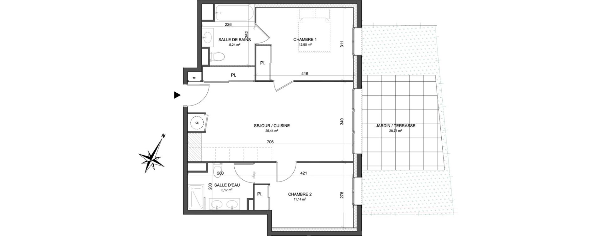 Appartement T3 de 58,89 m2 &agrave; Cogolin Centre