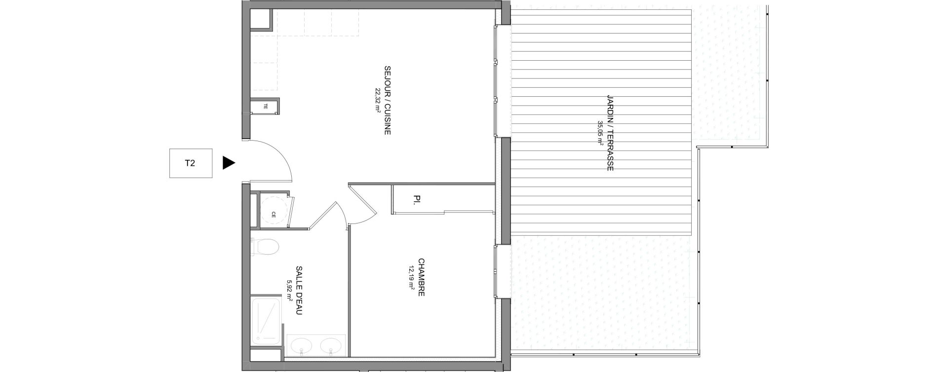 Appartement T2 de 40,43 m2 &agrave; Cogolin Centre