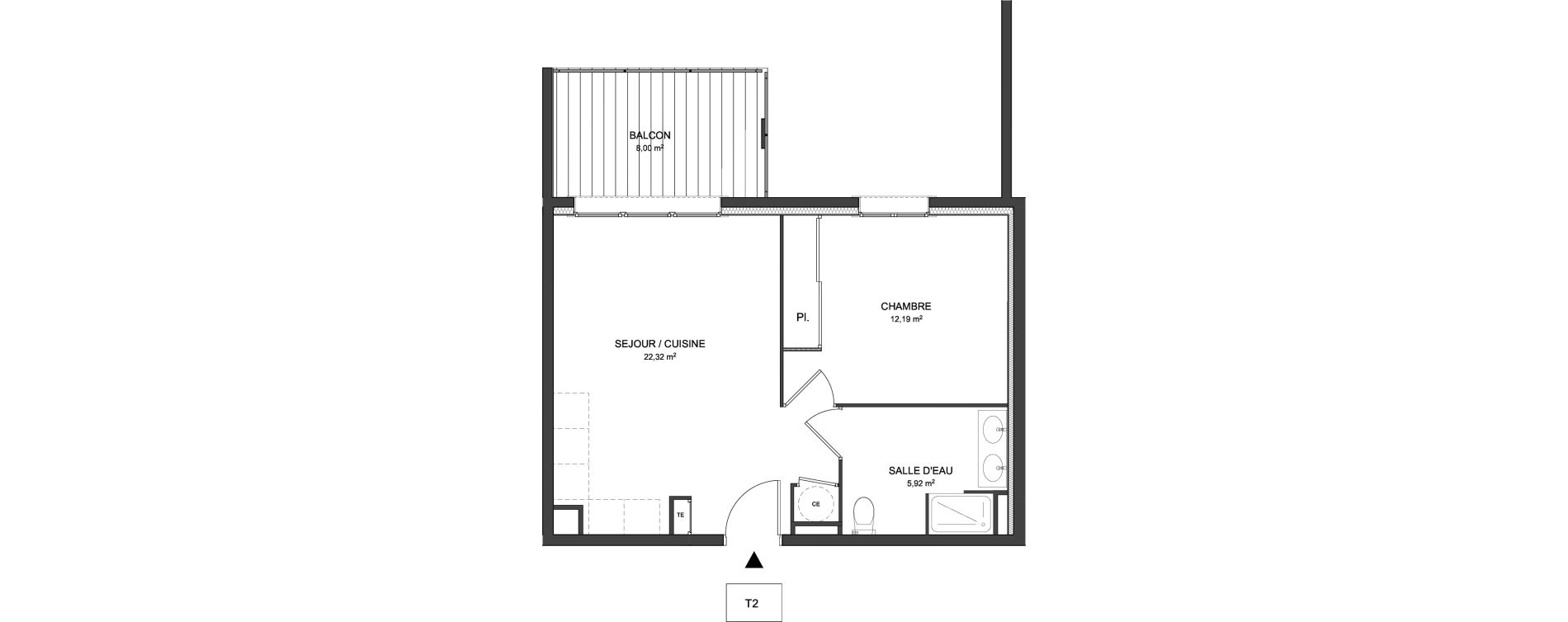 Appartement T2 de 40,43 m2 &agrave; Cogolin Centre