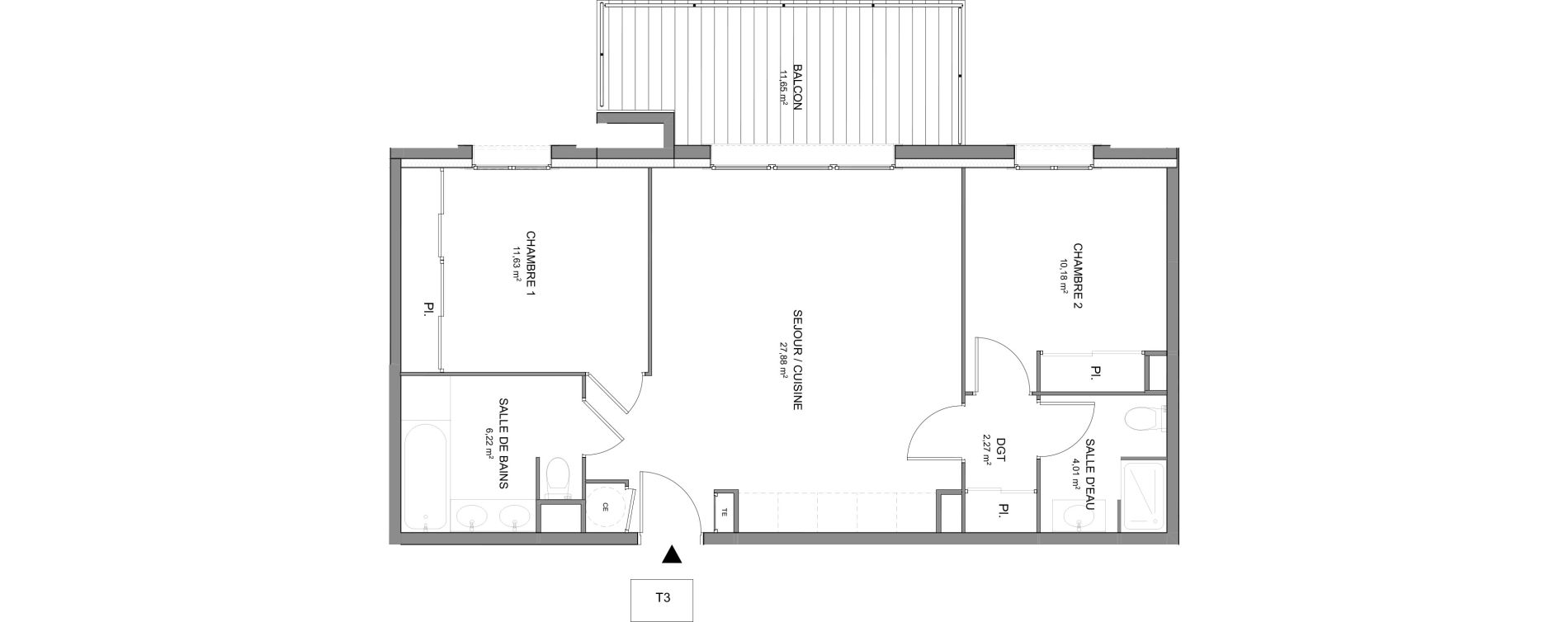 Appartement T3 de 62,19 m2 &agrave; Cogolin Centre