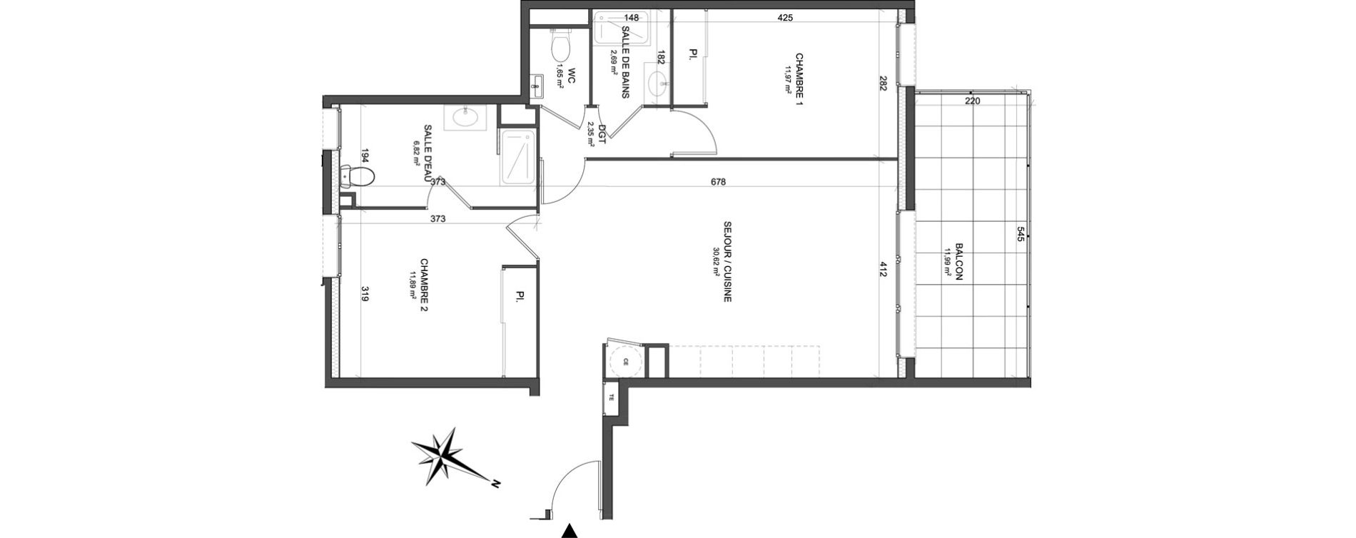 Appartement T3 de 67,99 m2 &agrave; Cogolin Centre