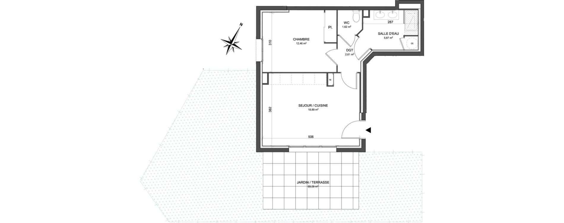 Appartement T2 de 41,45 m2 &agrave; Cogolin Centre