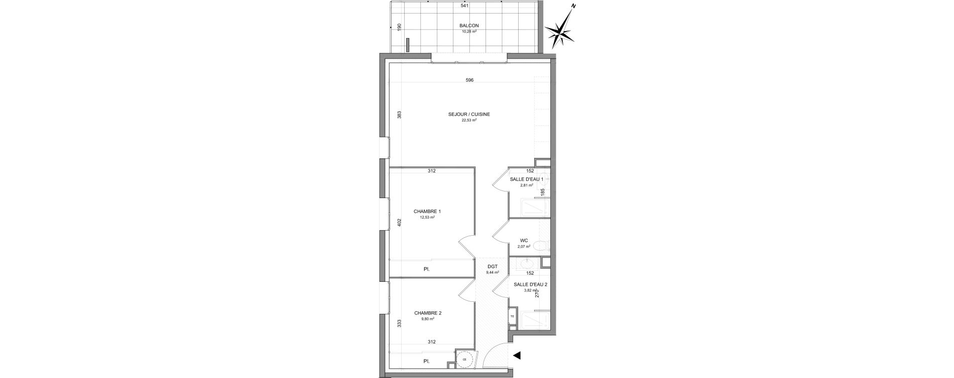 Appartement T3 de 63,00 m2 &agrave; Cogolin Centre