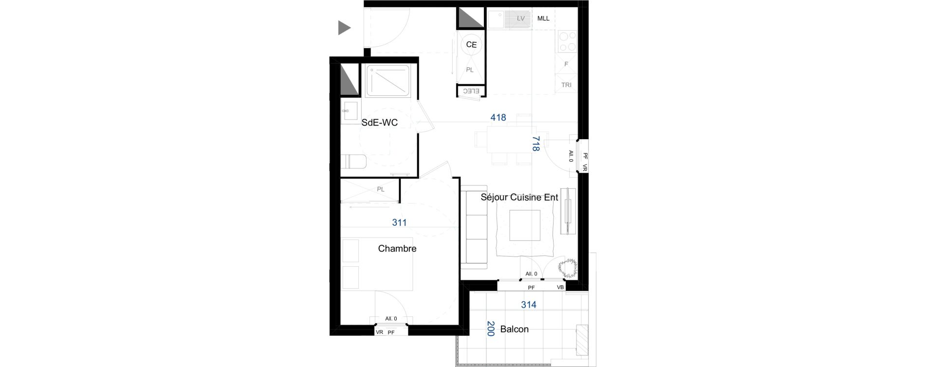 Appartement T2 de 45,53 m2 &agrave; Cogolin Les coustelines