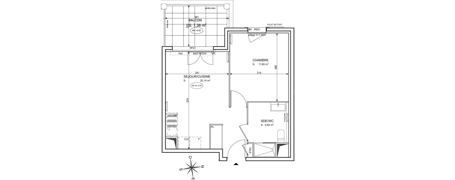 Appartement T2 de 37,59 m2 &agrave; Cogolin Centre