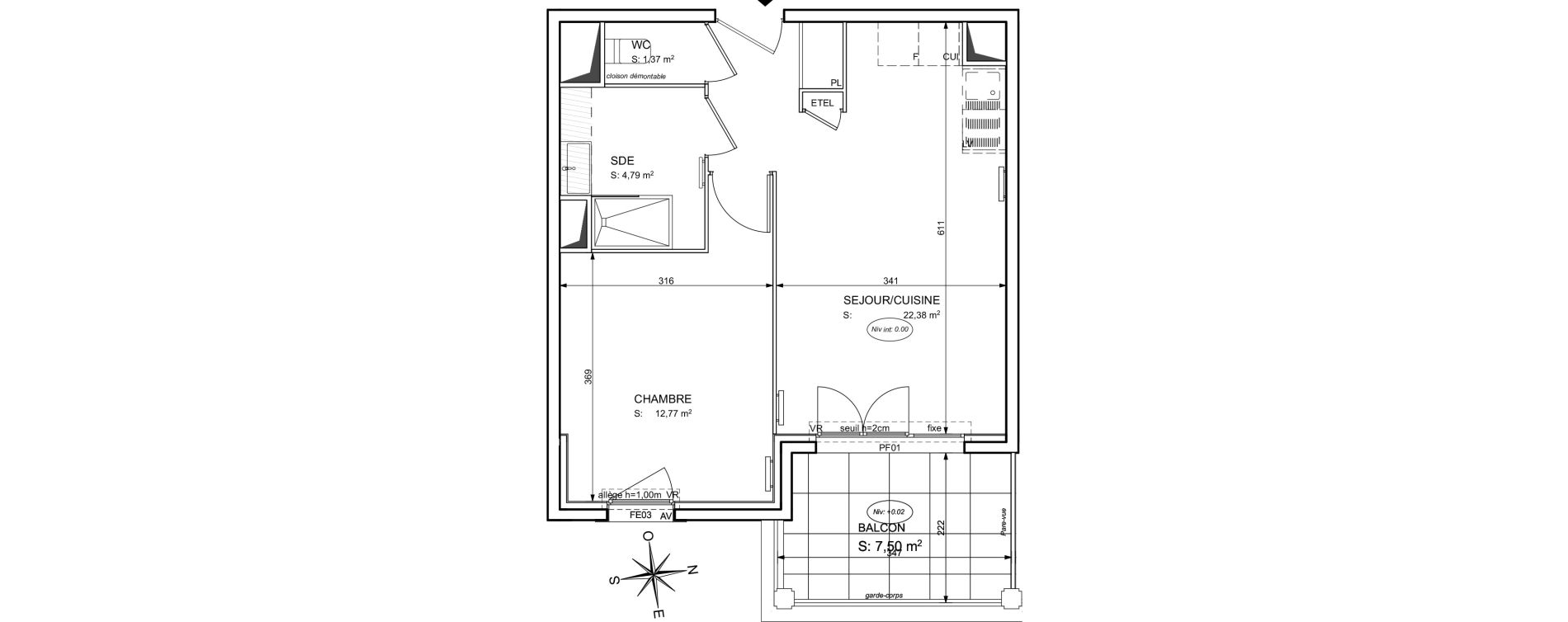 Appartement T2 de 41,31 m2 &agrave; Cogolin Centre