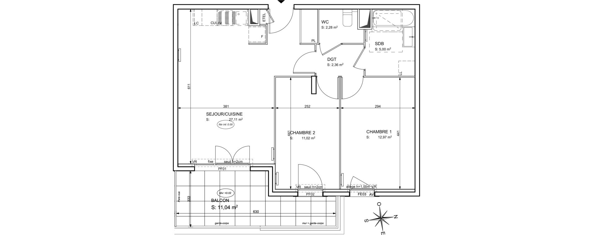 Appartement T3 de 60,75 m2 &agrave; Cogolin Centre