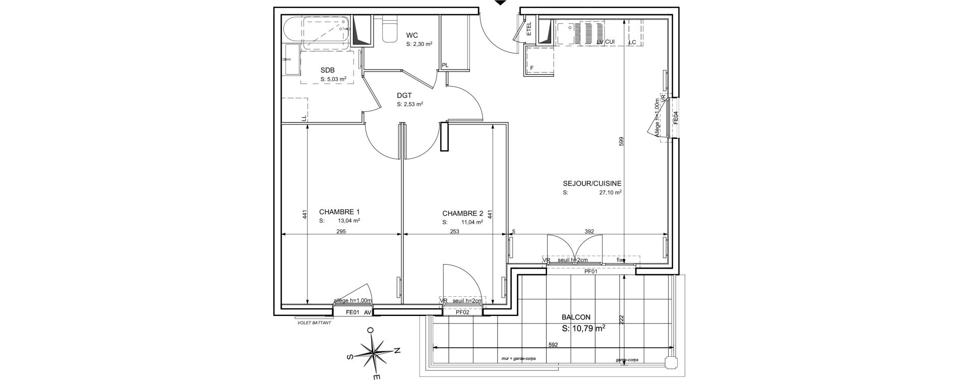 Appartement T3 de 61,04 m2 &agrave; Cogolin Centre