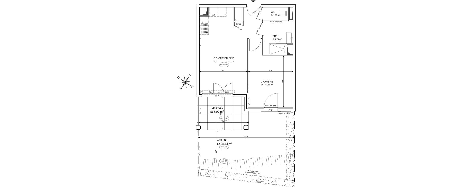 Appartement T2 de 41,43 m2 &agrave; Cogolin Centre