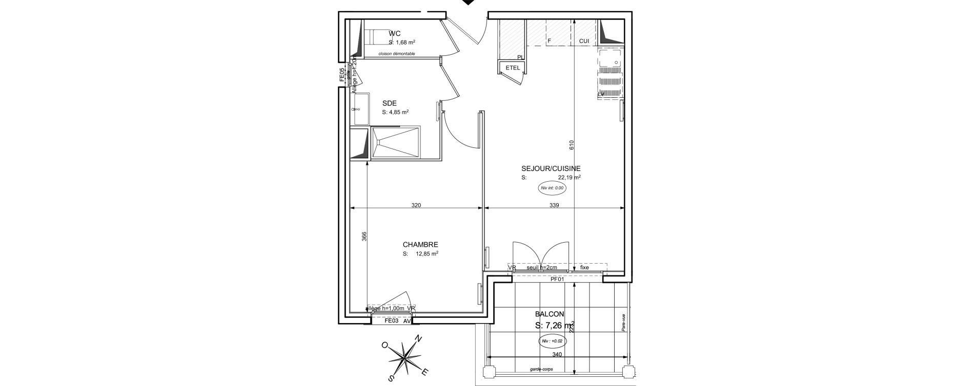 Appartement T2 de 41,62 m2 &agrave; Cogolin Centre