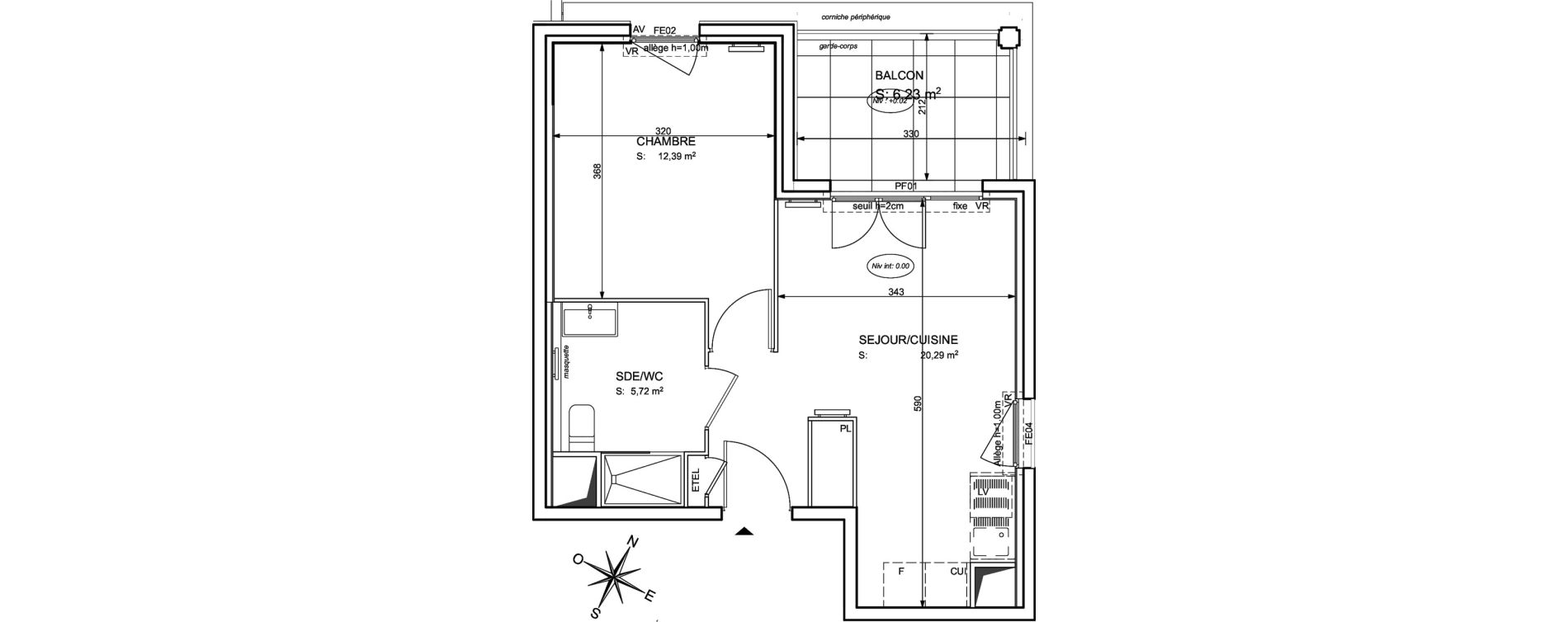 Appartement T2 de 38,40 m2 &agrave; Cogolin Centre