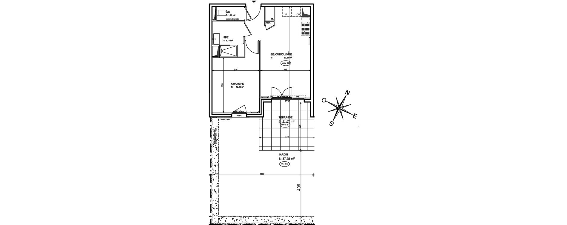 Appartement T2 de 41,58 m2 &agrave; Cogolin Centre