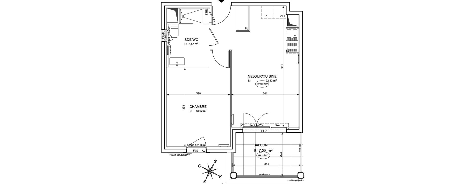 Appartement T2 de 41,61 m2 &agrave; Cogolin Centre