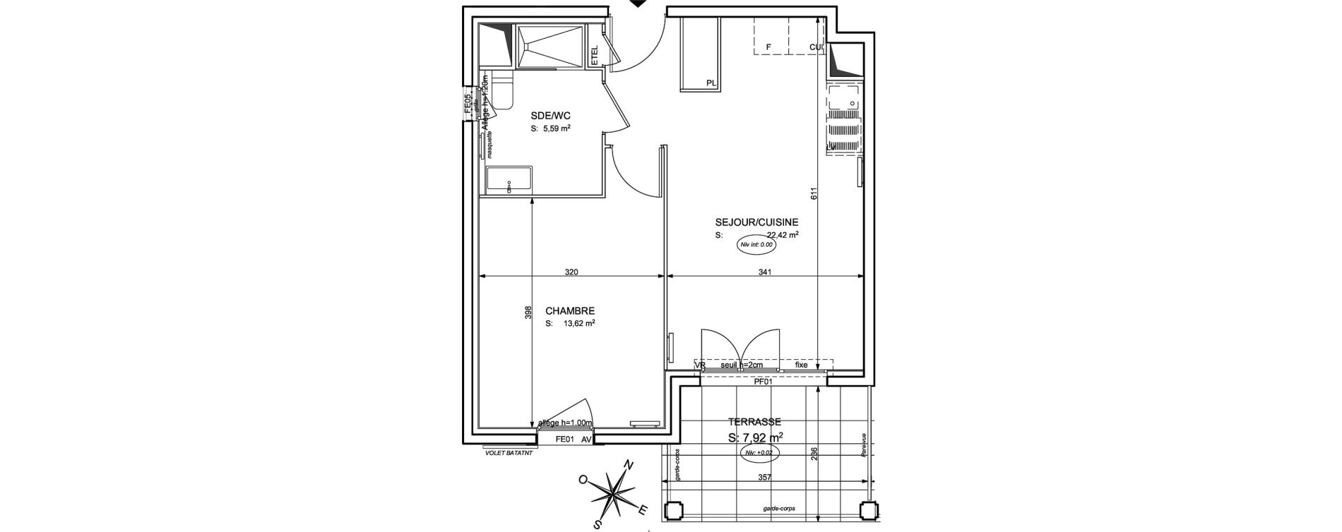 Appartement T2 de 41,63 m2 &agrave; Cogolin Centre