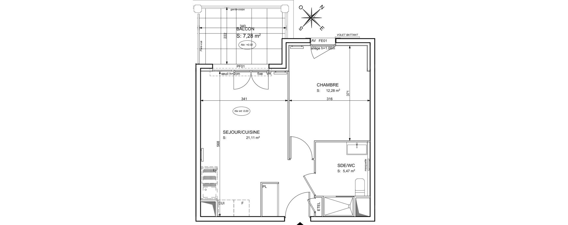Appartement T2 de 38,86 m2 &agrave; Cogolin Centre