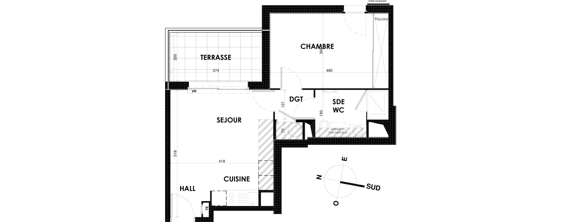 Appartement T2 de 42,36 m2 &agrave; Cogolin Fontvieille