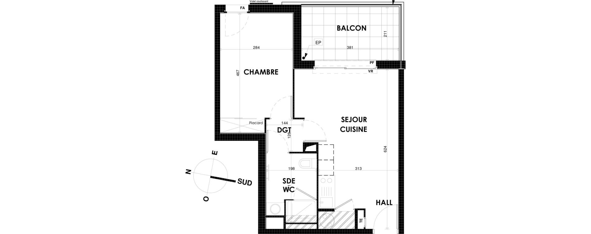 Appartement T2 de 41,07 m2 &agrave; Cogolin Fontvieille
