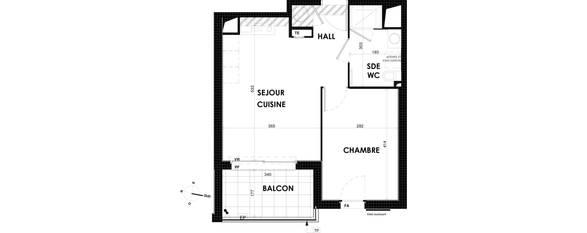 Appartement T2 de 39,08 m2 &agrave; Cogolin Fontvieille