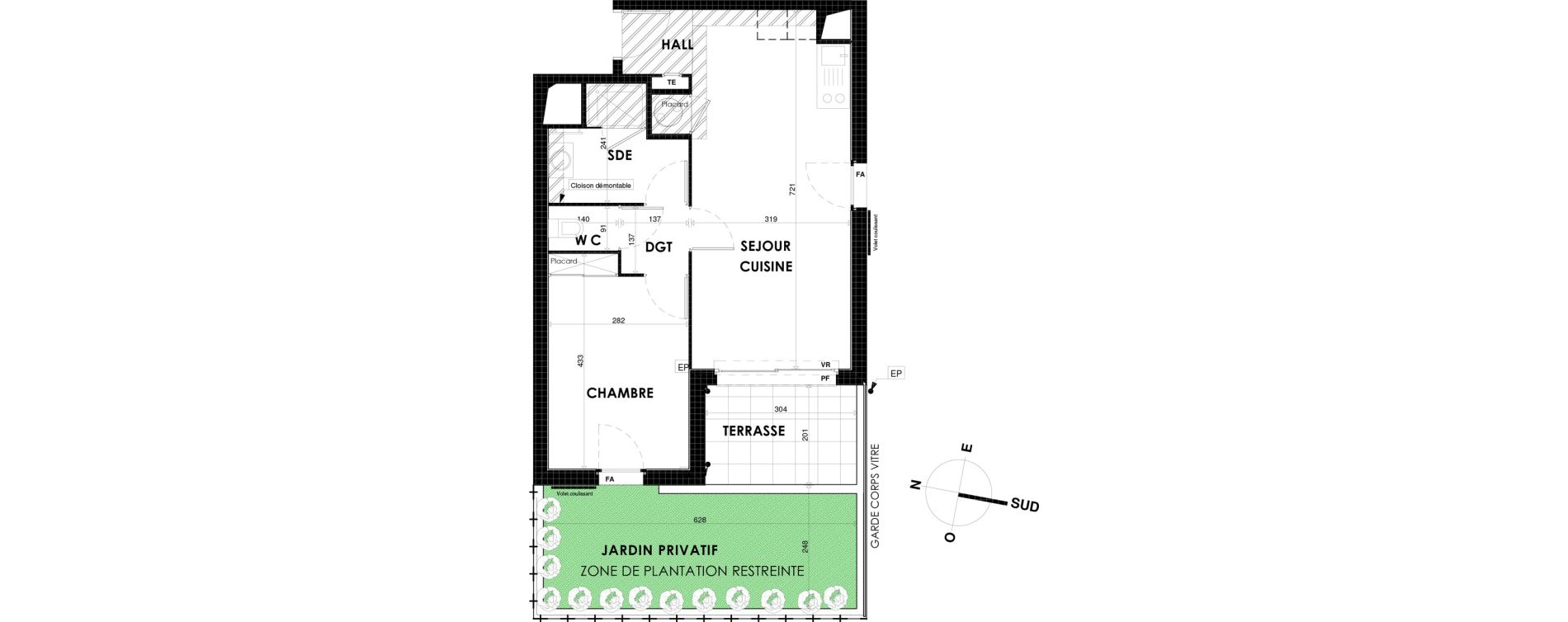 Appartement T2 de 44,02 m2 &agrave; Cogolin Fontvieille