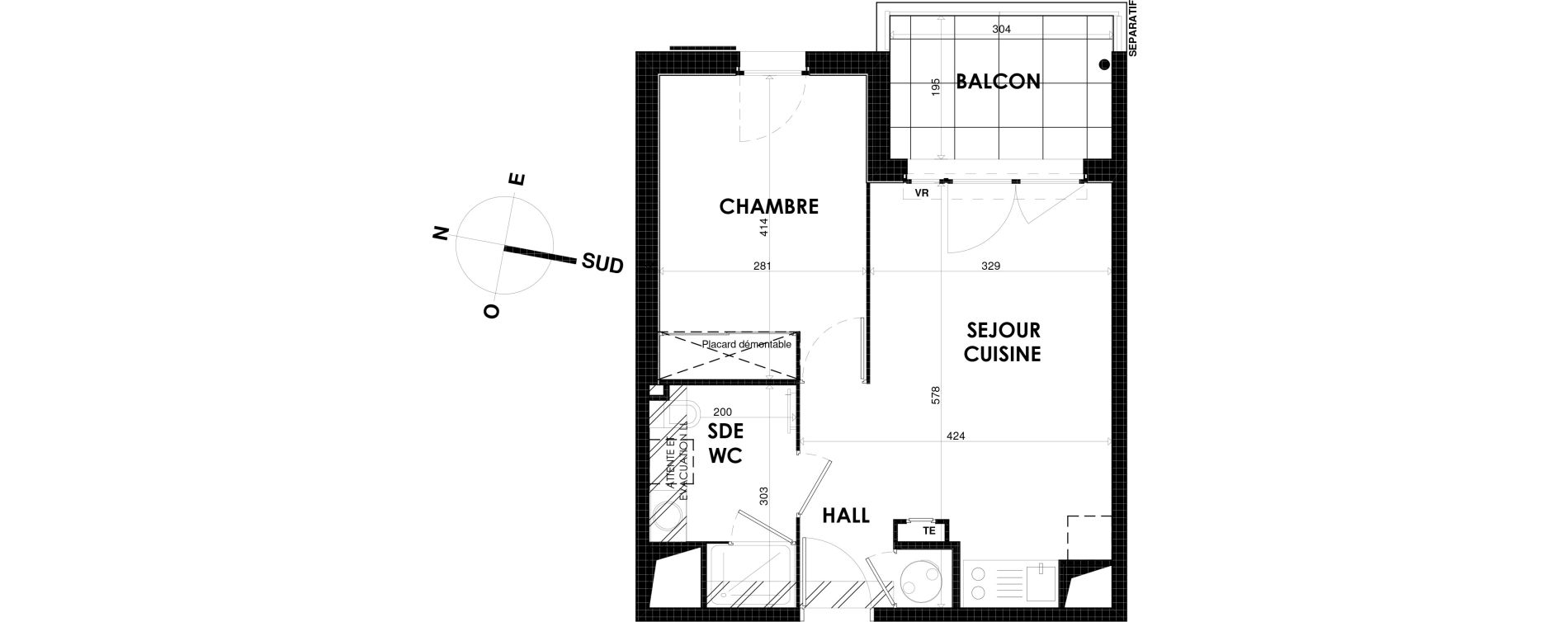 Appartement T2 de 38,01 m2 &agrave; Cogolin Centre