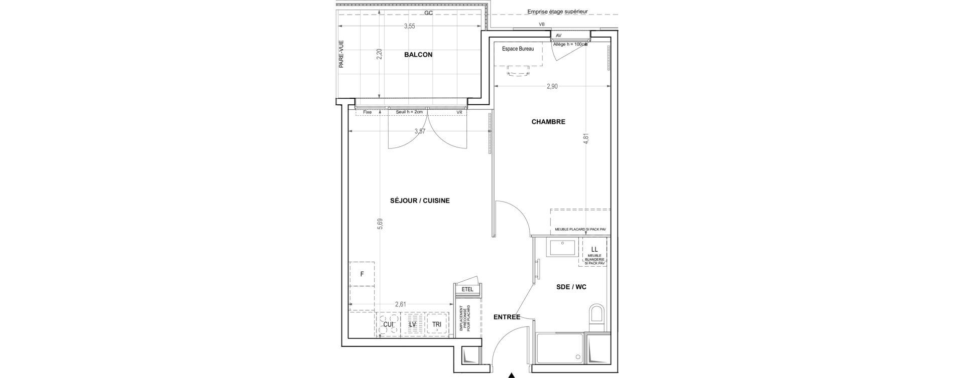 Appartement T2 de 42,78 m2 &agrave; Cogolin Centre