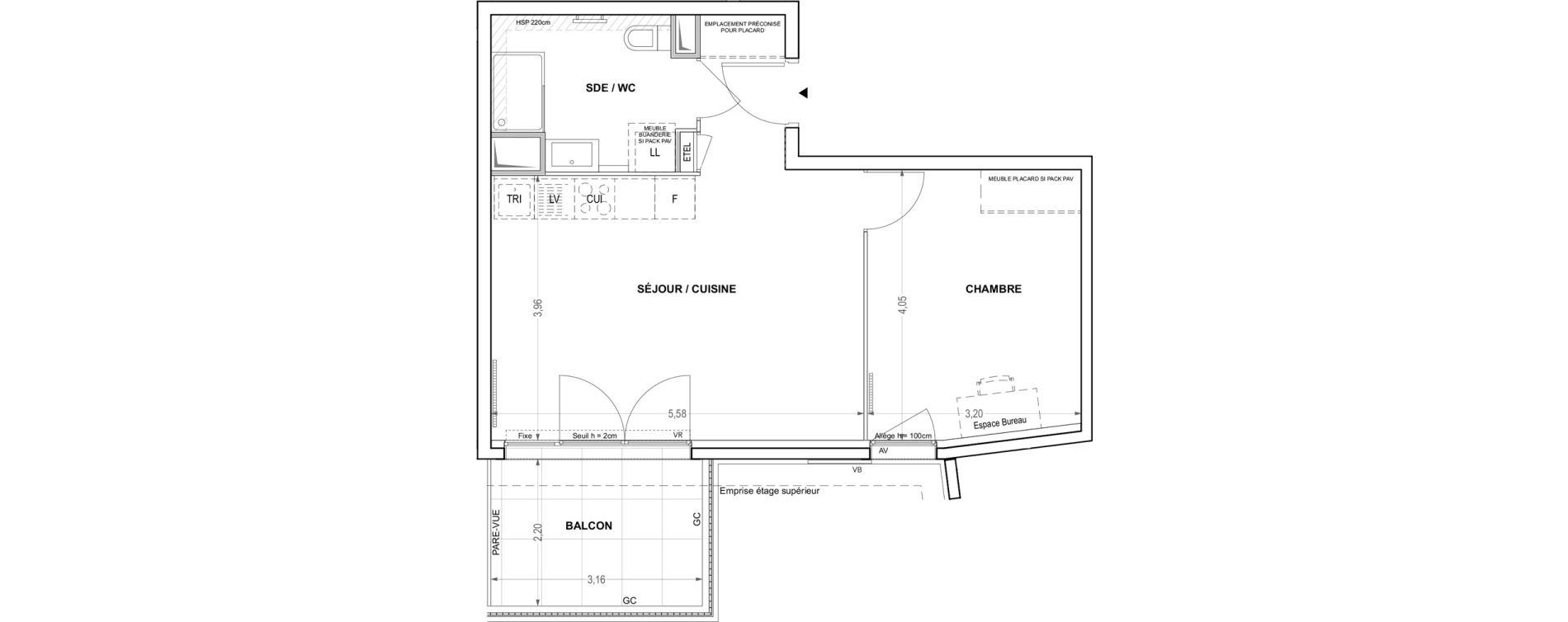 Appartement T2 de 44,44 m2 &agrave; Cogolin Centre