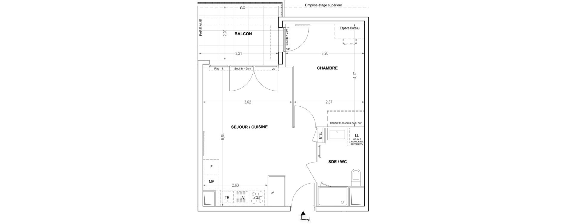 Appartement T2 de 40,80 m2 &agrave; Cogolin Centre
