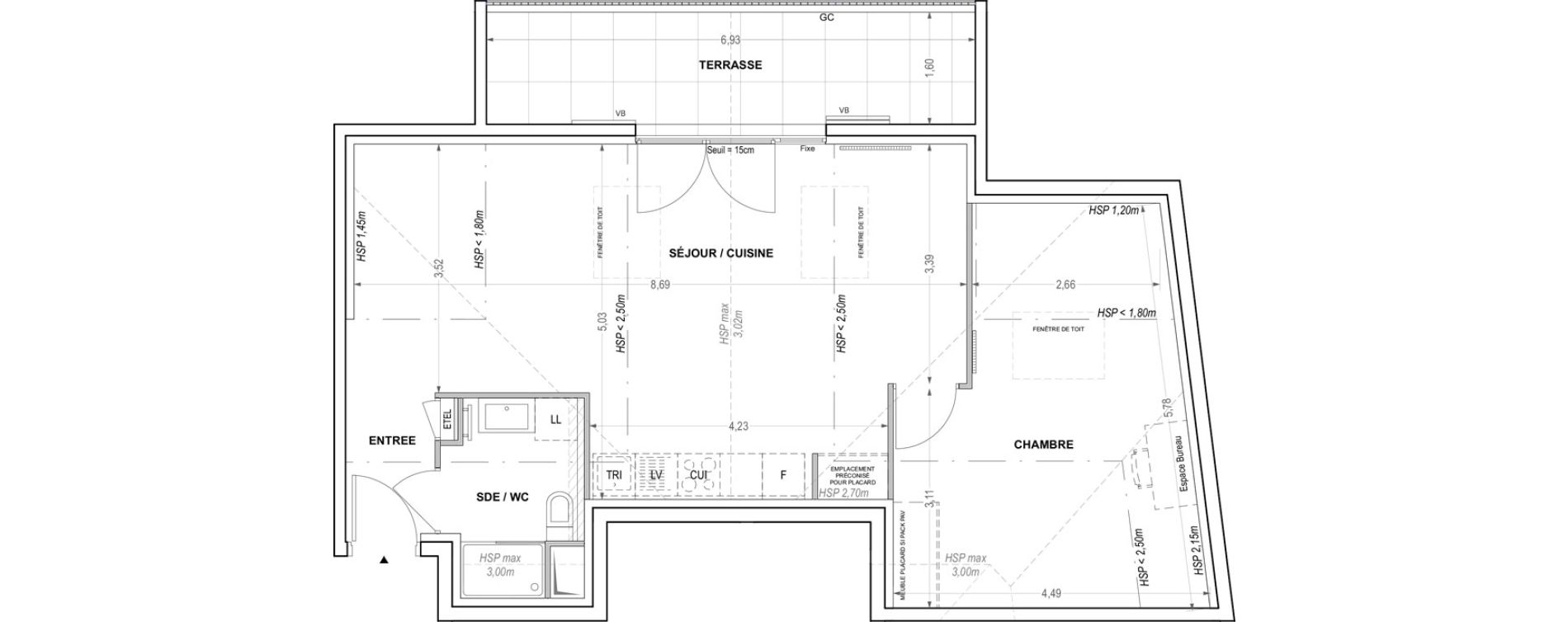 Appartement T2 de 56,05 m2 &agrave; Cogolin Centre