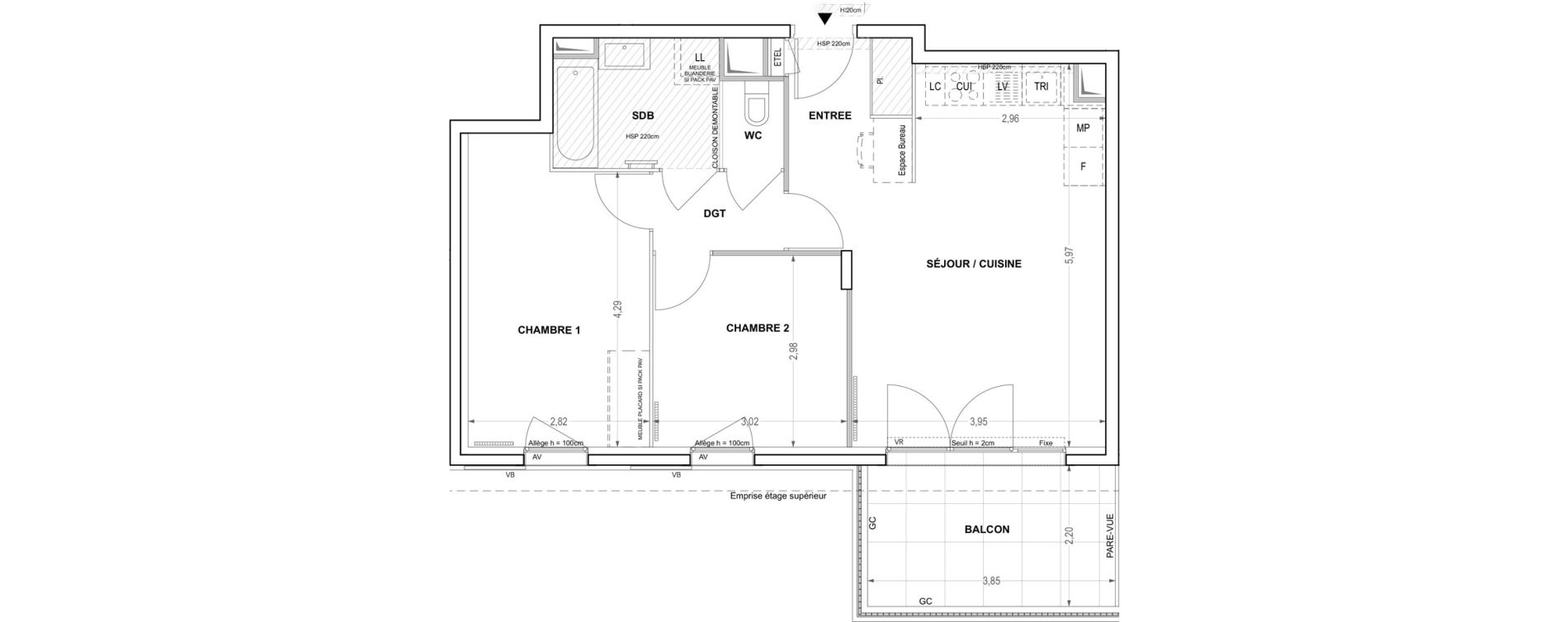Appartement T3 de 57,41 m2 &agrave; Cogolin Centre