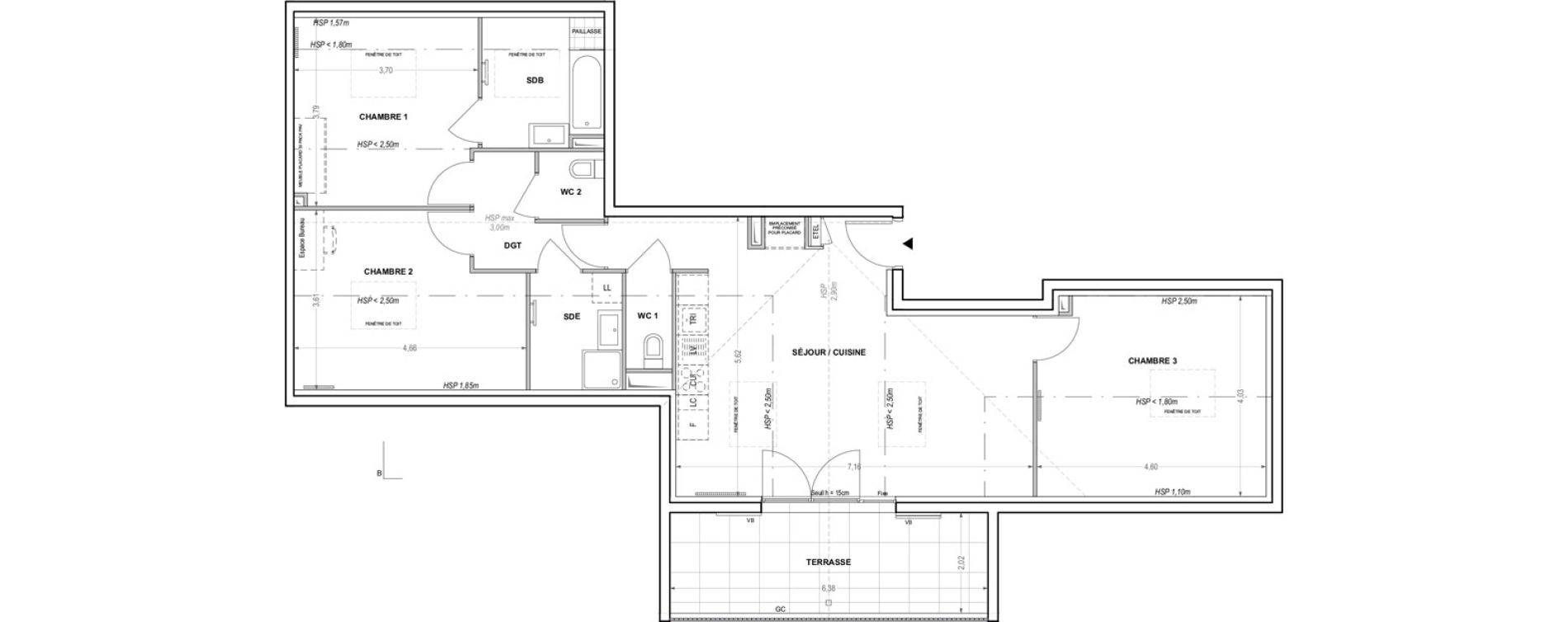 Appartement T4 de 86,15 m2 &agrave; Cogolin Centre