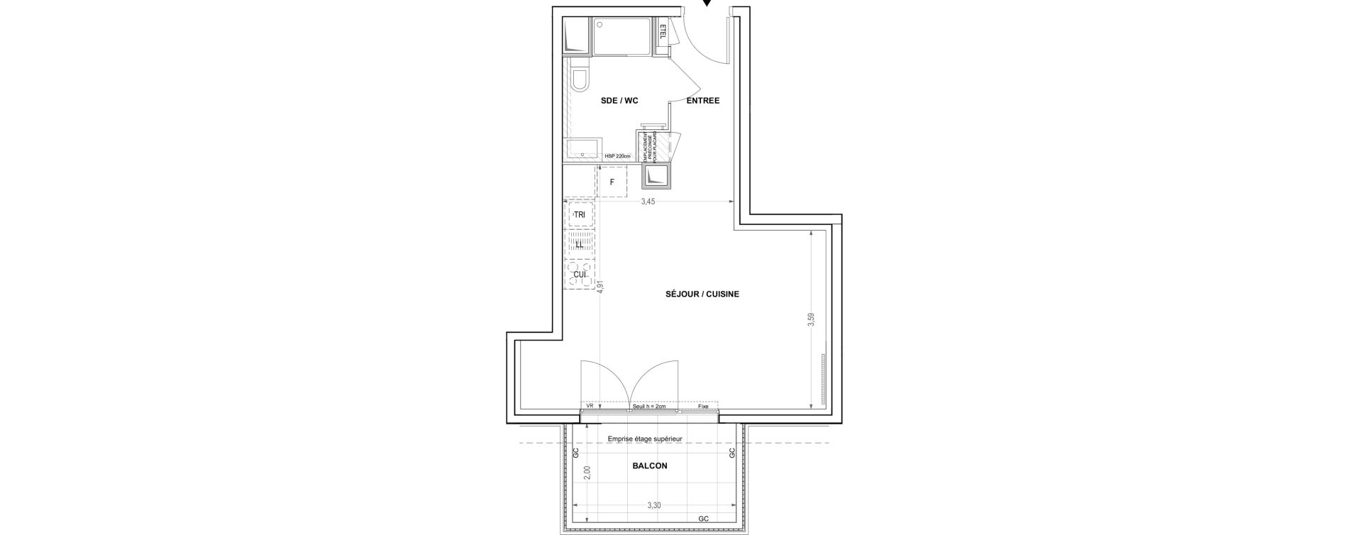 Appartement T1 de 33,67 m2 &agrave; Cogolin Centre