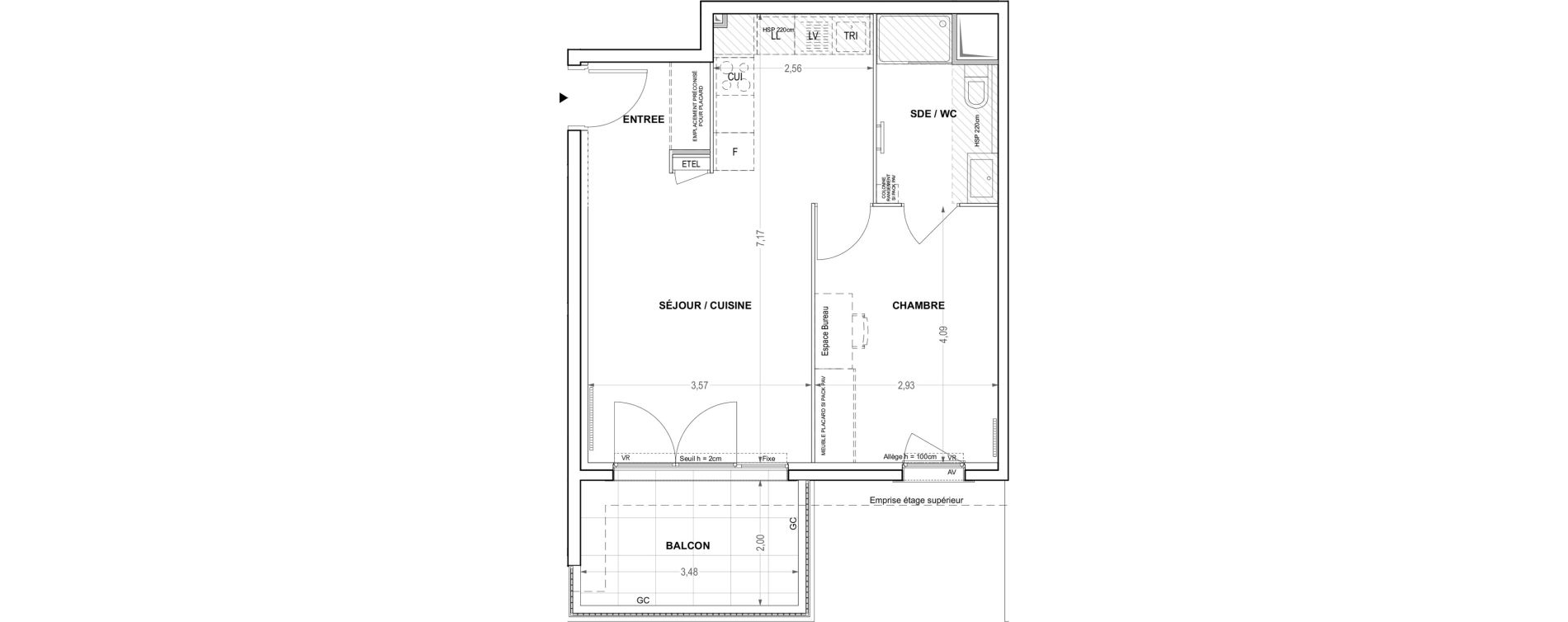 Appartement T2 de 43,92 m2 &agrave; Cogolin Centre