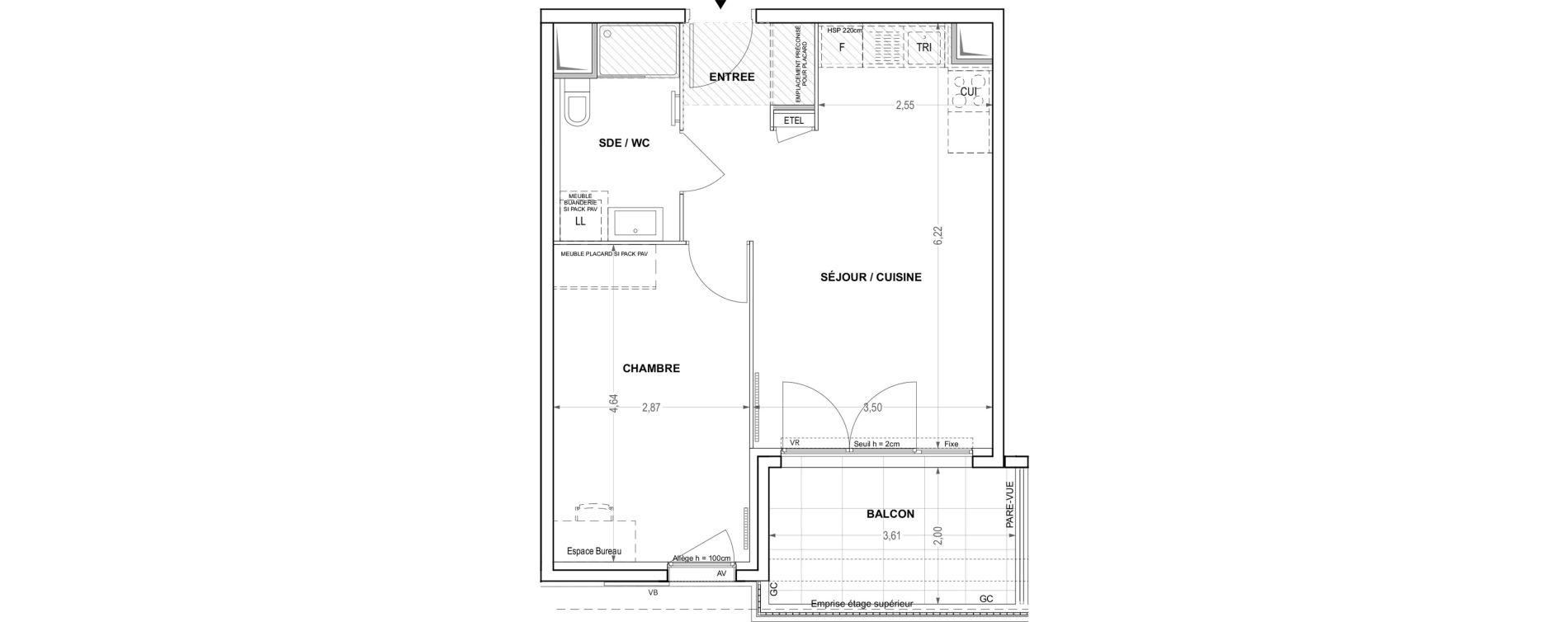 Appartement T2 de 43,04 m2 &agrave; Cogolin Centre