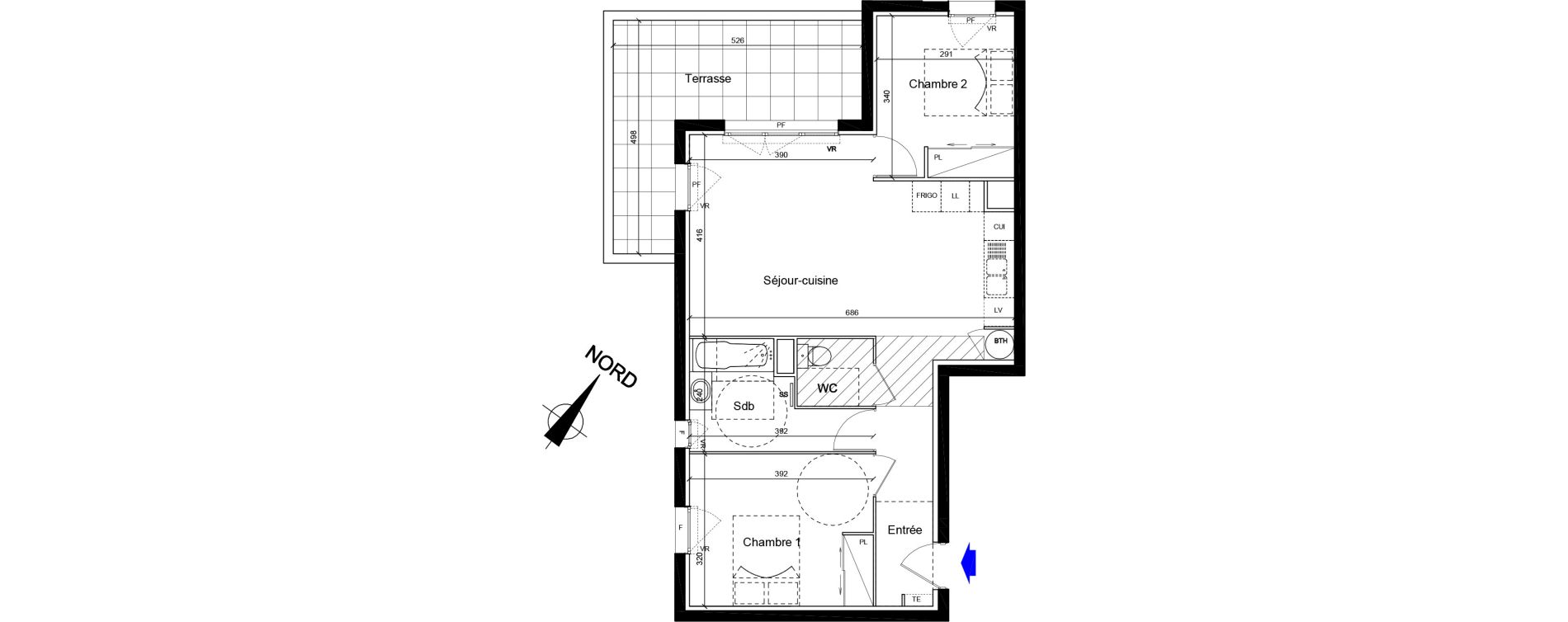 Appartement T3 de 64,18 m2 &agrave; Cogolin Centre