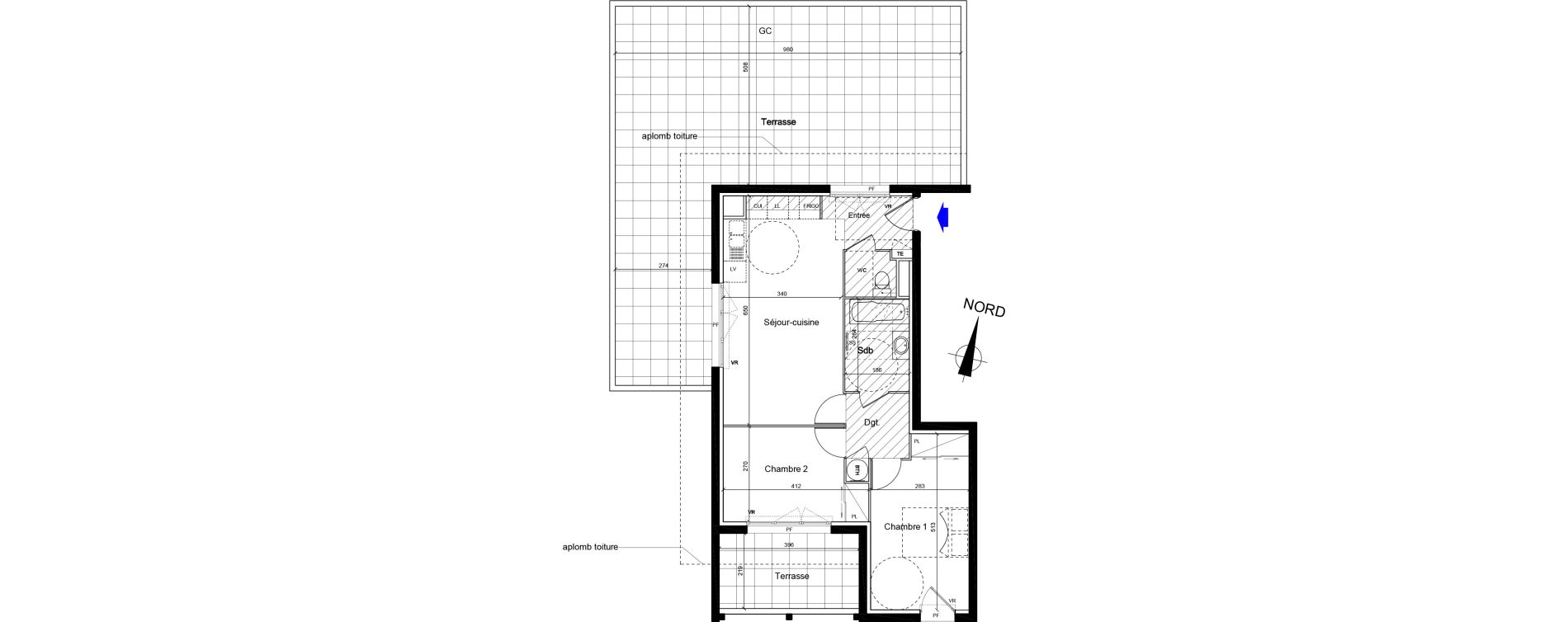 Appartement T3 de 58,65 m2 &agrave; Cogolin Centre