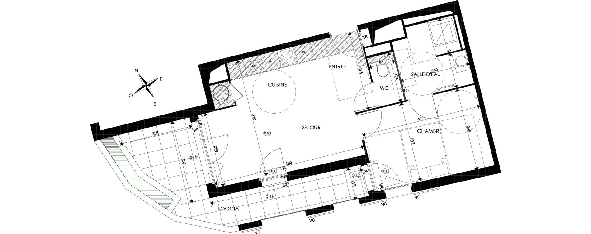 Appartement T2 de 41,73 m2 &agrave; Cogolin Centre