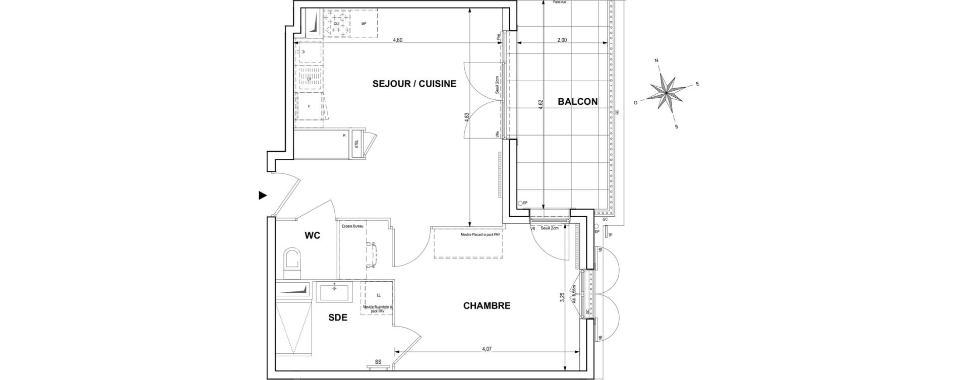 Appartement T2 de 42,54 m2 &agrave; Cogolin Centre