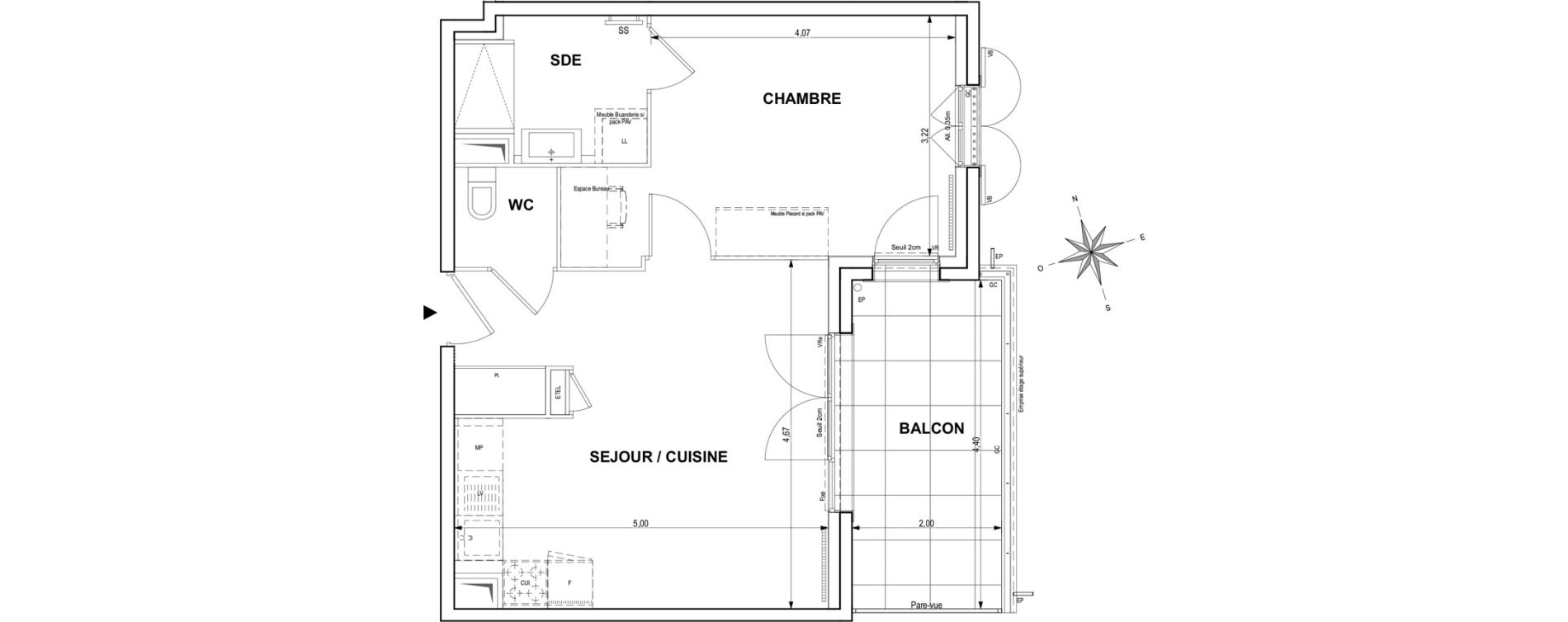 Appartement T2 de 43,42 m2 &agrave; Cogolin Centre
