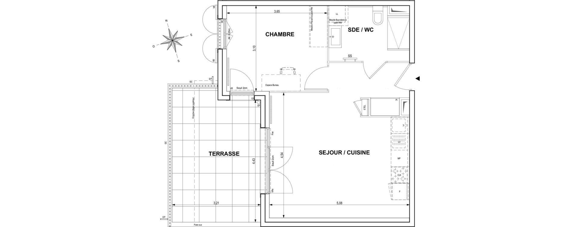 Appartement T2 de 42,56 m2 &agrave; Cogolin Centre