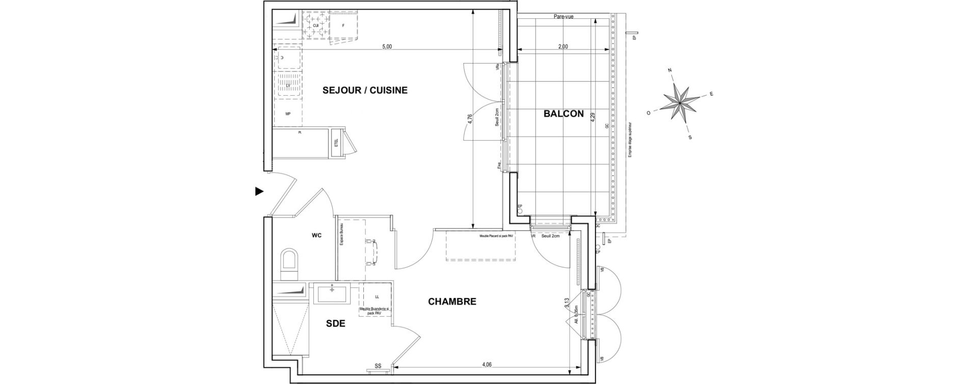 Appartement T2 de 45,14 m2 &agrave; Cogolin Centre