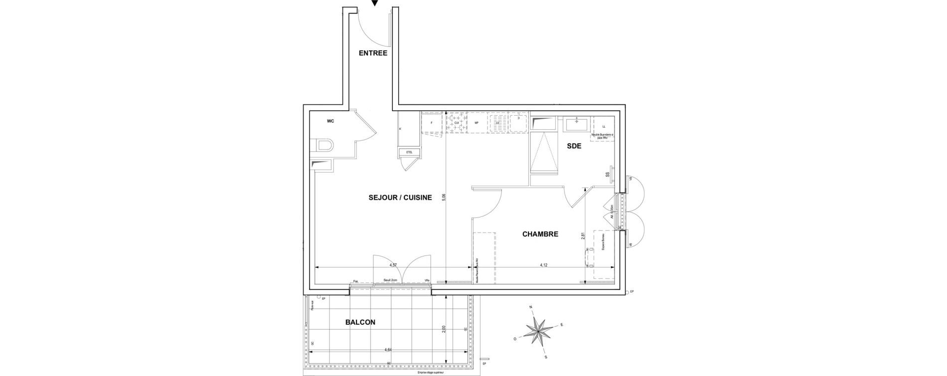 Appartement T2 de 46,10 m2 &agrave; Cogolin Centre