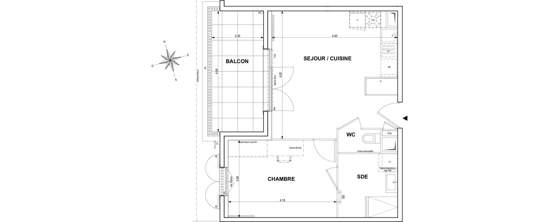 Appartement T2 de 42,07 m2 &agrave; Cogolin Centre