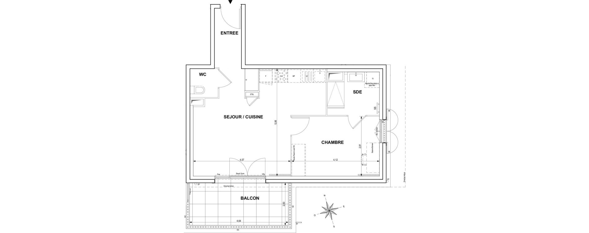 Appartement T2 de 46,09 m2 &agrave; Cogolin Centre