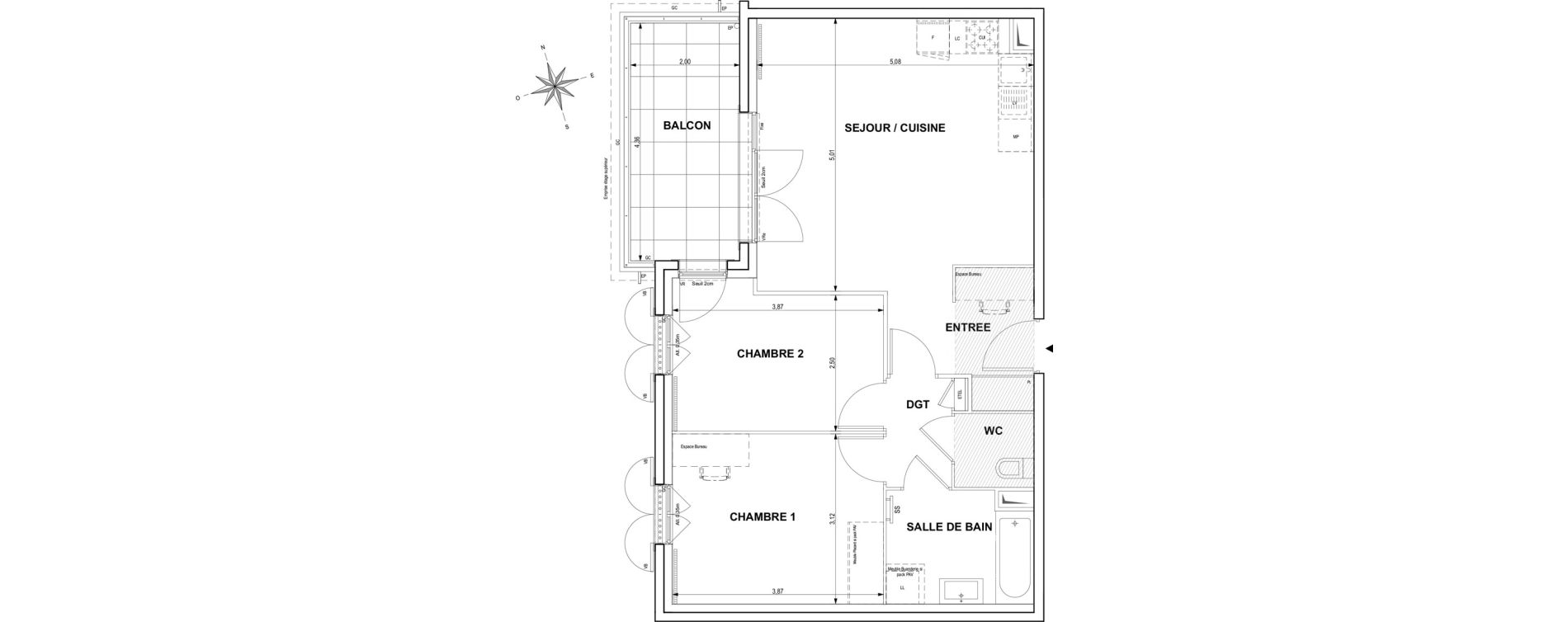 Appartement T3 de 61,82 m2 &agrave; Cogolin Centre